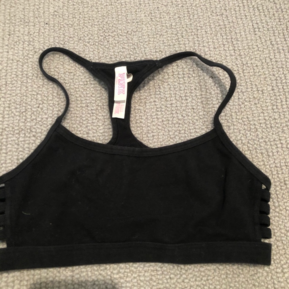 Pink black bra